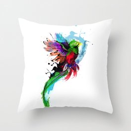 Watercolor Quetzal  Throw Pillow