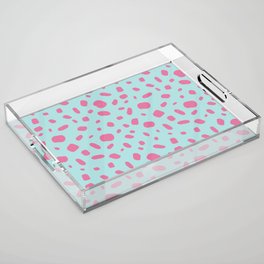 Pink abstract vector shapes over turquoise seamless pattern Acrylic Tray