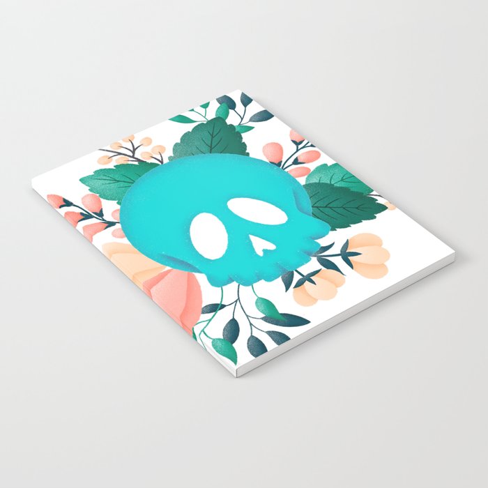 Teal Skull with Floral Adornment Notebook