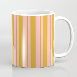 [ Thumbnail: Goldenrod & Light Pink Colored Lined Pattern Coffee Mug ]