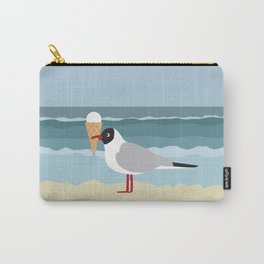 Cute seagull with ice cream by the sea Carry-All Pouch