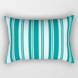 [ Thumbnail: Light Cyan and Dark Cyan Colored Lines Pattern Rectangular Pillow ]