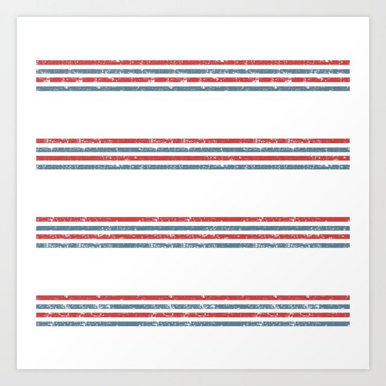 Maritime Beach Pattern- Red and Blue Stripes on White- Horizontal #Society6 Art Print