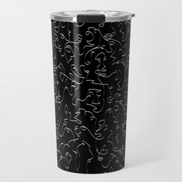 Infinite Faces in Black and White Travel Mug