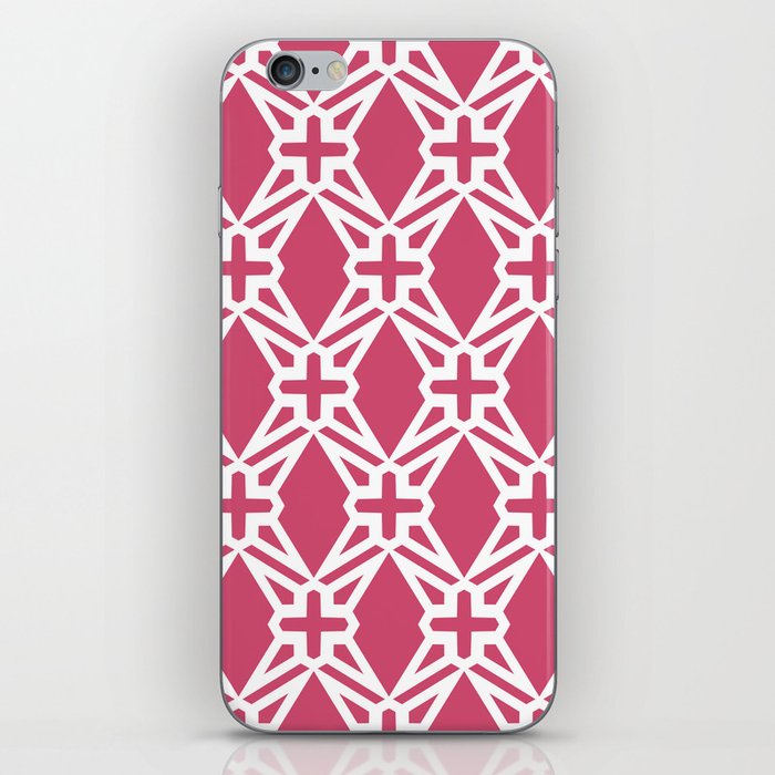 Pink and White Geometric Shape Tile Pattern Pairs DE 2022 Popular Color Pink Punch DE5048 iPhone Skin