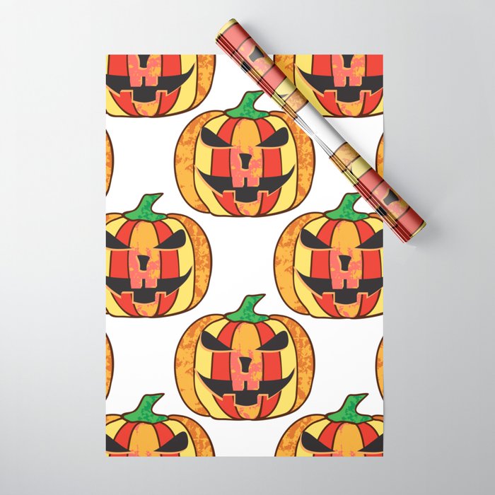 Seamless Pattern Silhouette Halloween Grimace Horror 03 Wrapping Paper