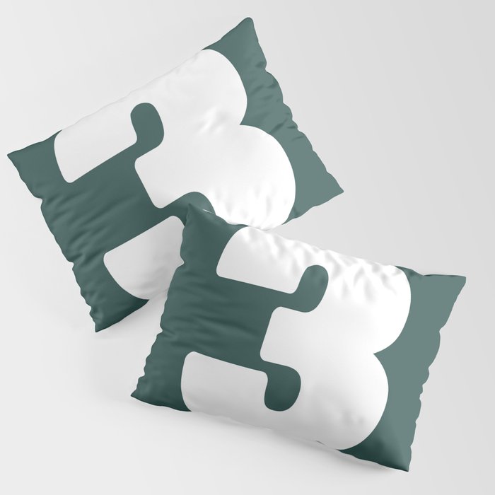 3 (White & Dark Green Number) Pillow Sham