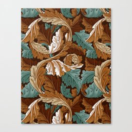Acanthus By William Morris- Brown and Gold - Seamless Pattern  Canvas Print