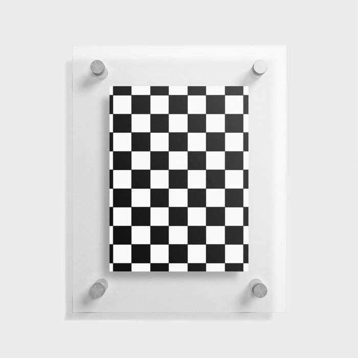 White and Black Checker Pattern  Floating Acrylic Print