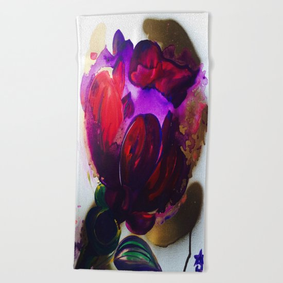 Purple and Gold Poppies Maybe? Beach Towel
