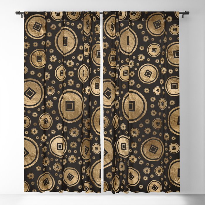 Chinese coins pattern Blackout Curtain
