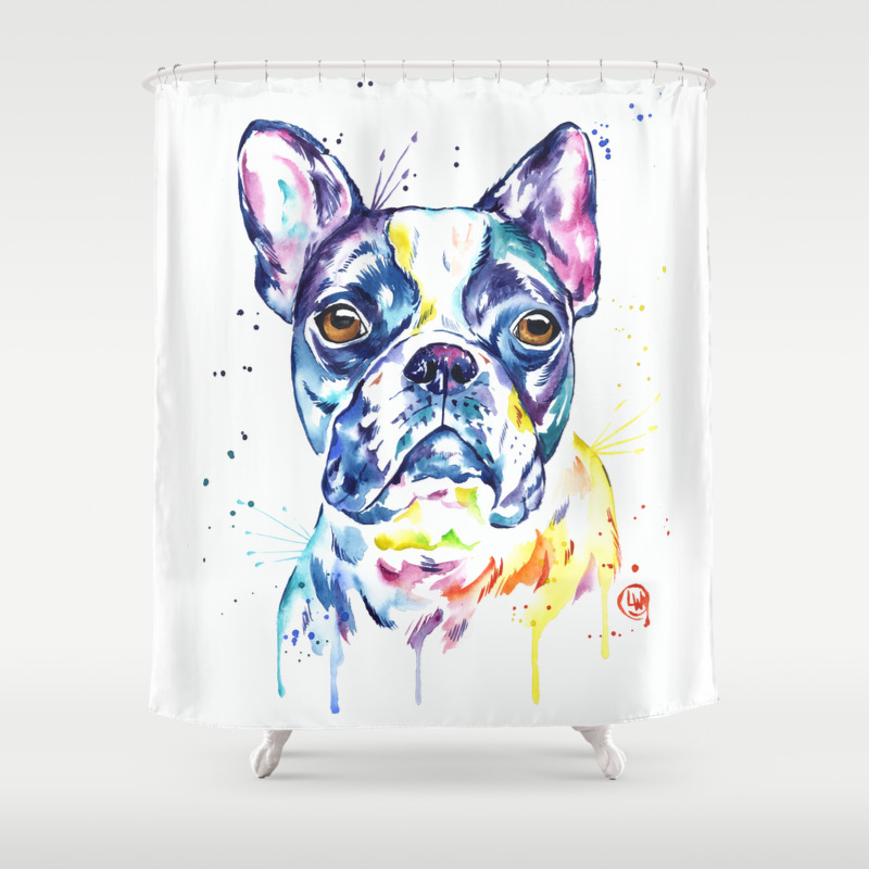 Boston Terrier Shower Curtain By Whitehouseart Society6