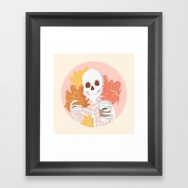 Skeleton Excited for Fall Framed Art Print