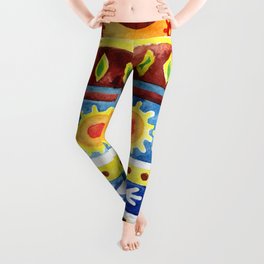 Watercolor ethnic seamless pattern Leggings