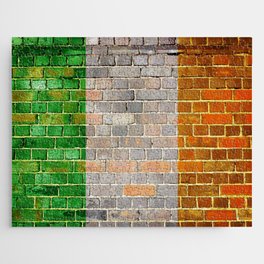 Ireland flag on a brick wall Jigsaw Puzzle
