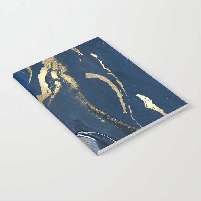 Brush stock texture, gold foil effect, blue and white B Notebook