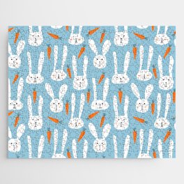 Bunnies & Carrots - Blue Jigsaw Puzzle