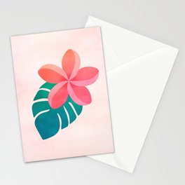 Plumeria Floral Tropical Leaves Pattern Stationery Card