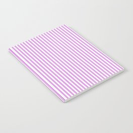 Magenta Pink and White Micro Vintage English Country Cottage Ticking Stripe Notebook