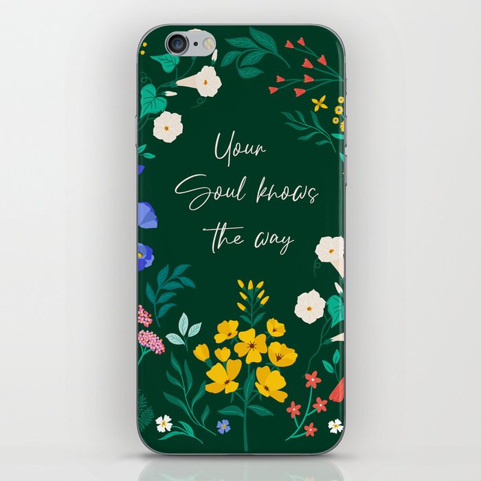 Bright Wildflowers with Inspirational Quote-Botanical garden art iPhone Skin