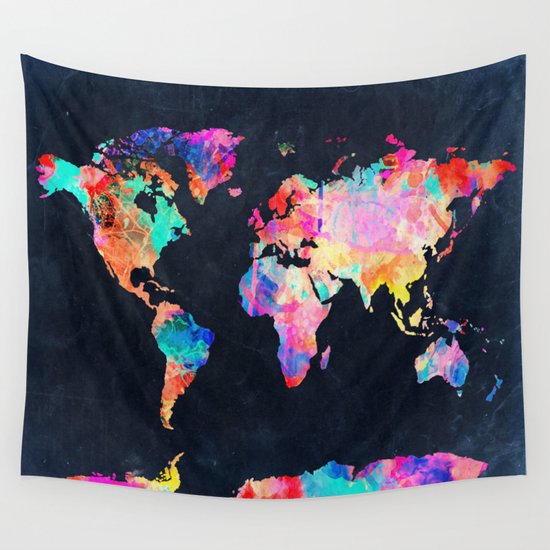 World Map Wall Tapestry By Bekim ART