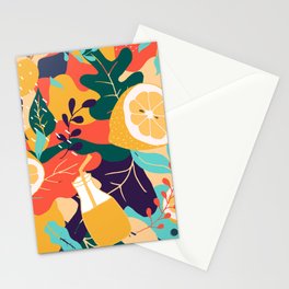 Colorful Tropical Citrus and Leaves Pattern  Stationery Card