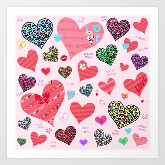 Candy Hearts Art Print