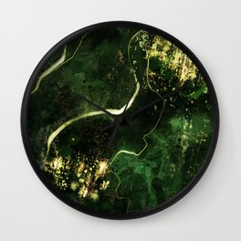 Green and Gold Marble Style Wall Clock