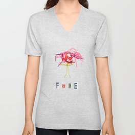 pink and green figurative word art that it minimalistic, contemporary and edgy V Neck T Shirt
