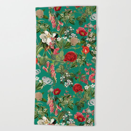 Saemless Botanical Pattern Beach Towel