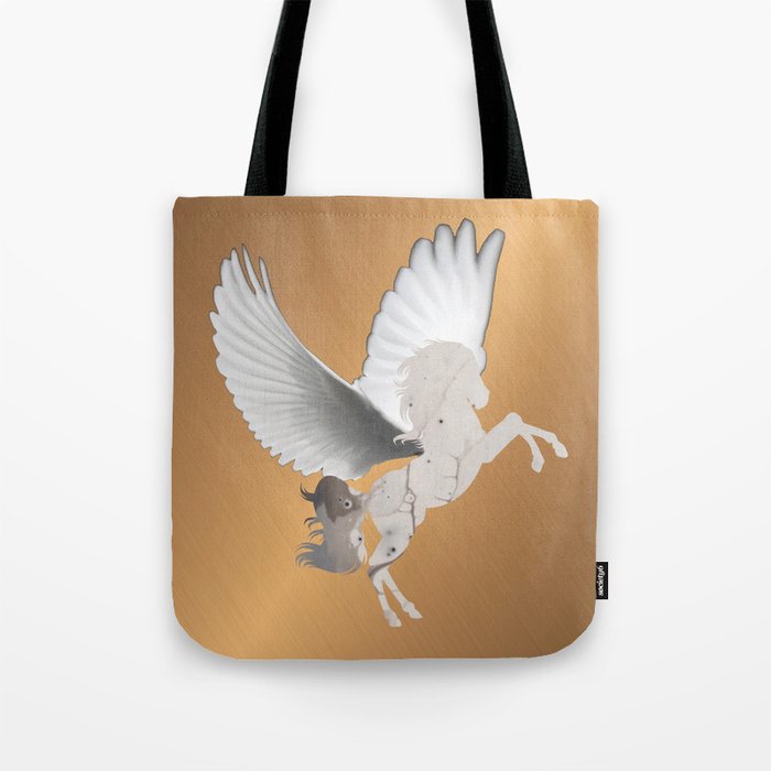 Abstract Digital Art White Pegasus Fantasy Magical Tote Bag By Colorflowcreations