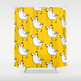 Two Headed Chicken Repeat Pattern Shower Curtain