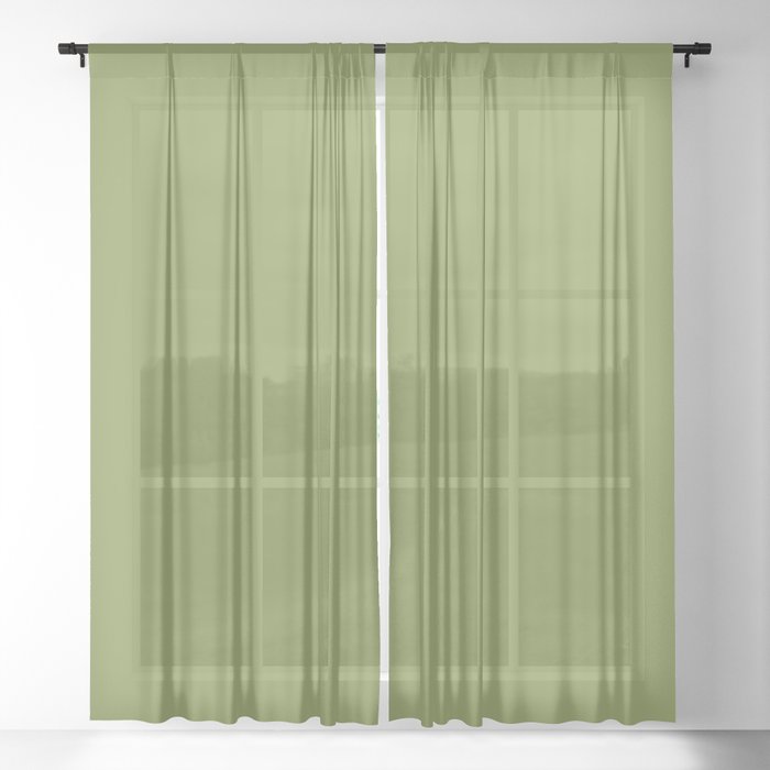 Dark Green-Yellow Solid Color Pantone Peridot 17-0336 TCX Shades of Green Hues Sheer Curtain