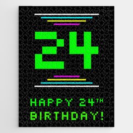 [ Thumbnail: 24th Birthday - Nerdy Geeky Pixelated 8-Bit Computing Graphics Inspired Look Jigsaw Puzzle ]