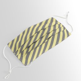 [ Thumbnail: Dim Grey and Tan Colored Lined/Striped Pattern Face Mask ]