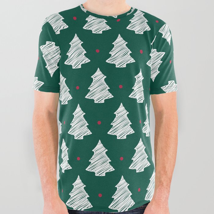 Christmas Tree Pattern All Over Graphic Tee
