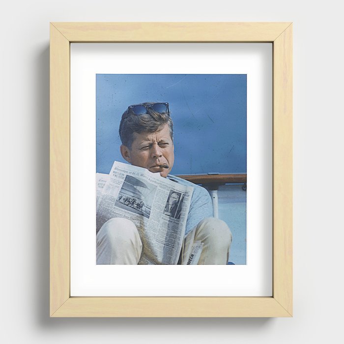 John F. Kennedy Reading Recessed Framed Print
