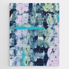 014: a bright contemporary abstract design in greens and lavender by Alyssa Hamilton Art  Jigsaw Puzzle