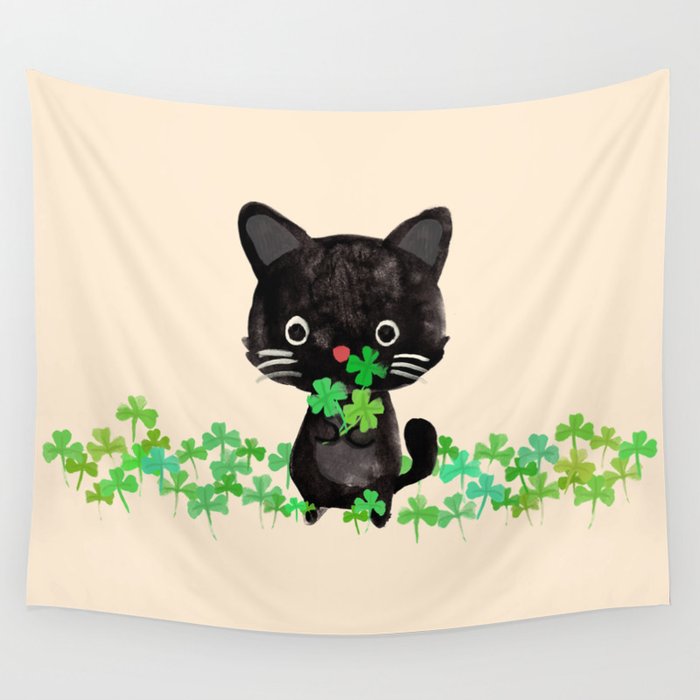 The Luckiest Cat Wall Tapestry