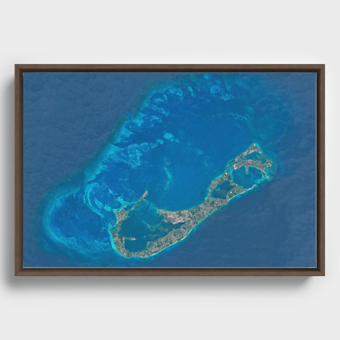 Bermuda Archipelago Satellite Image Framed Canvas