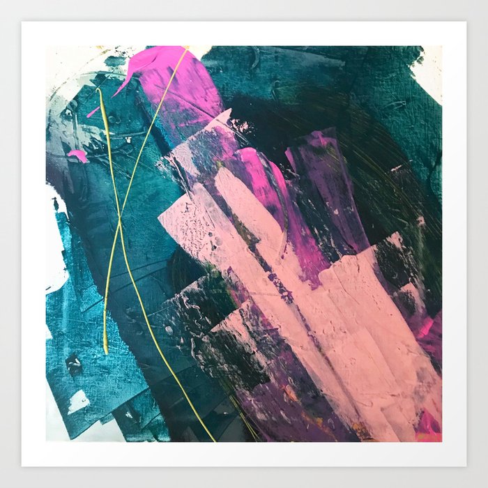 Wild [5]: a vibrant, bold, minimal abstract piece in teal, pink, and green Art Print