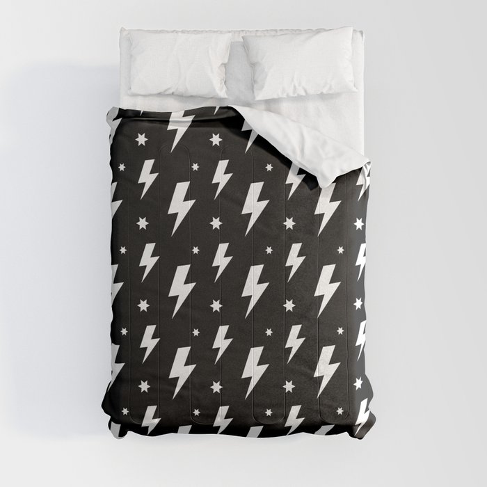 Lightning Bolt Pattern (white/black) Comforter