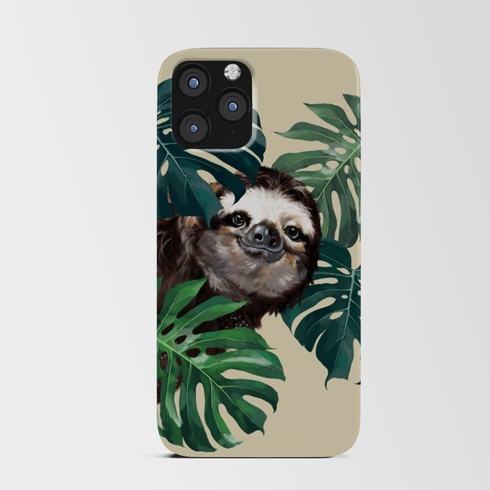 Sneaky Sloth with Monstera iPhone Card Case