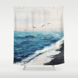 Watercolor Coast Shower Curtain