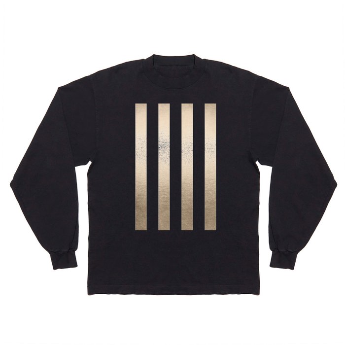 Simply Vertical Stripes in White Gold Sands Long Sleeve T Shirt