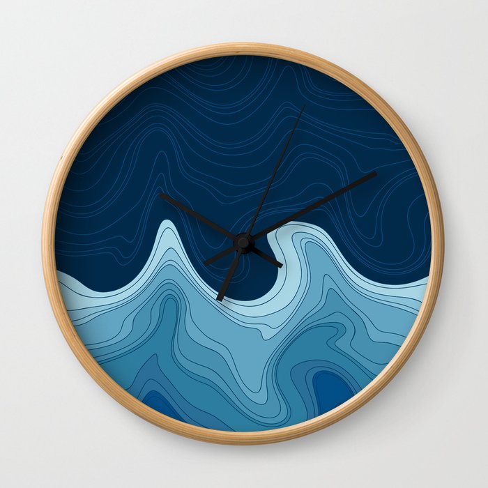 Blue Waves Wall Clock