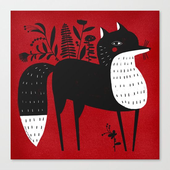 BLACK & WHITE FOX Canvas Print