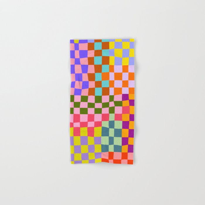 Colorful pastel checker tile  Hand & Bath Towel