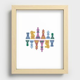 colorful chess pieces Recessed Framed Print