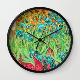 Vincent Van Gogh Irises at St. Remi Wall Clock